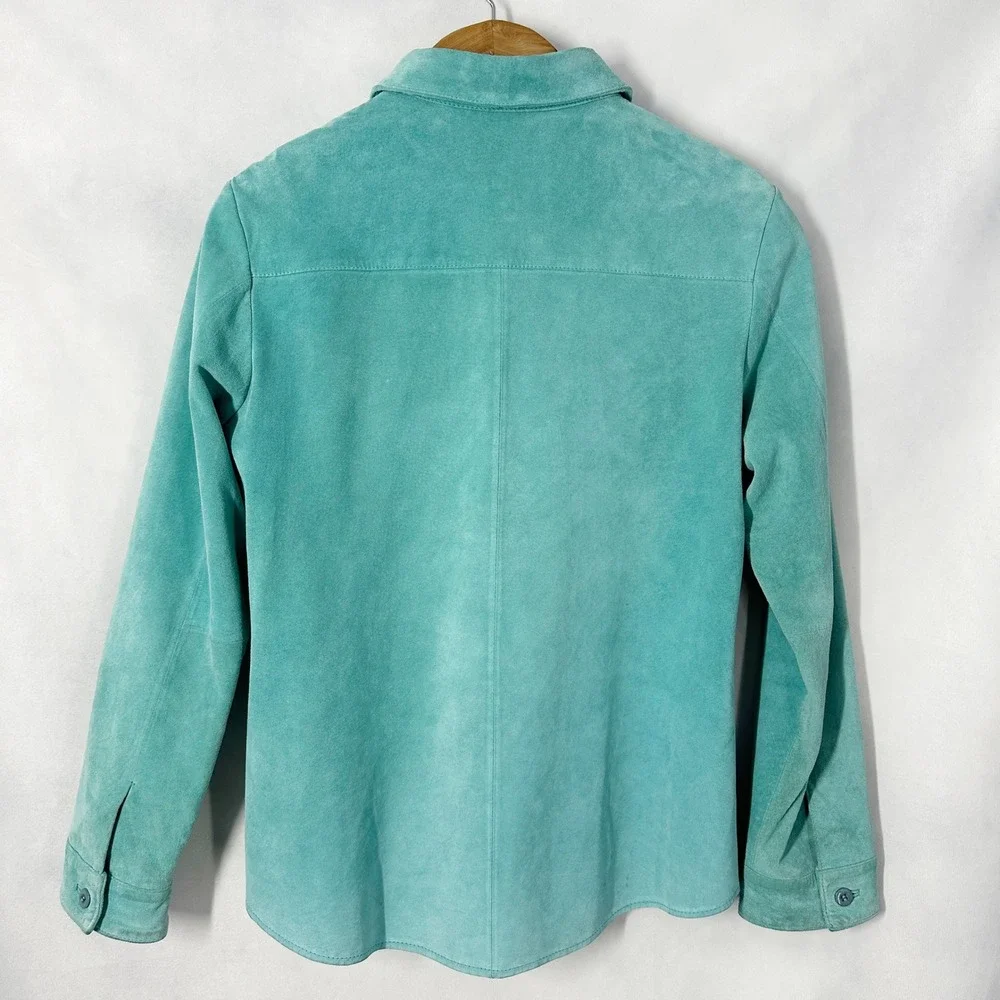 Pendleton Turquoise Blue Genuine Suede Shacket Shirt Jacket Womens‎ Size Medium